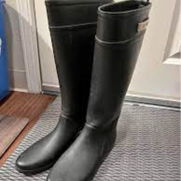 ALICE + WHITTLES Classic Black Riding Rain Boot Sz 8 - Picture 3 of 10
